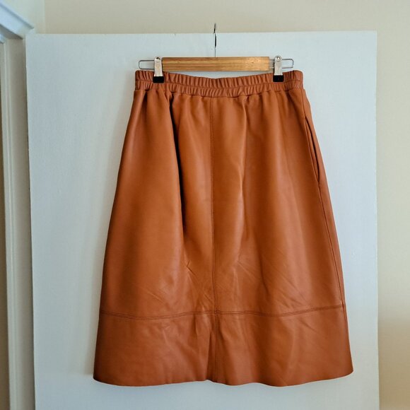 ELLIE MAE Lucia Leather Skirt, mango, sz M - Picture 5 of 12